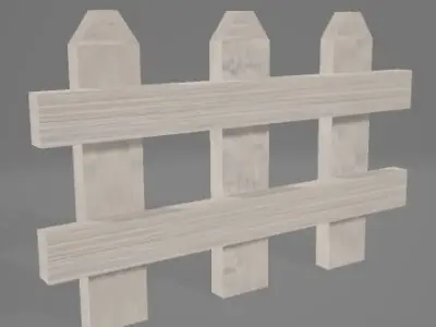 White Wooden Fence Low-poly 3D model