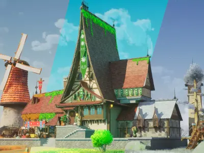 Stylized Fantasy Village - Emerald Haven Low-poly 3D model