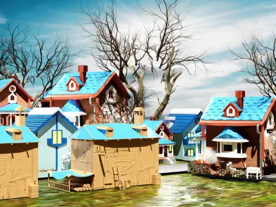 Stylized Low Poly House Pack  3D model