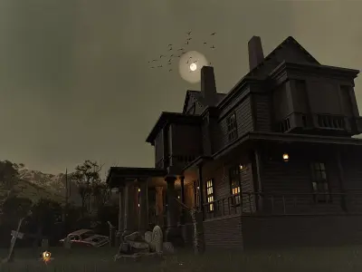 Haunted house 3d model Low-poly 3D model