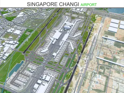 Singapore Changi Airport 10km Low-poly 3D model
