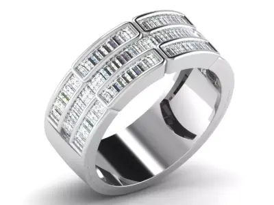 Light Weight White Gold Diamond Ring DR-6502 3D print model