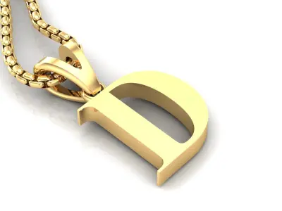 Alphabet English Version 4 Light Font Gold Pendant Album 3D print model