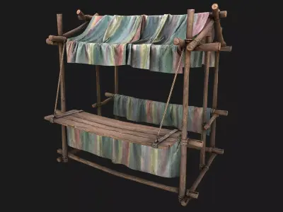 Market Stall Colored Lines Low-poly 3D model