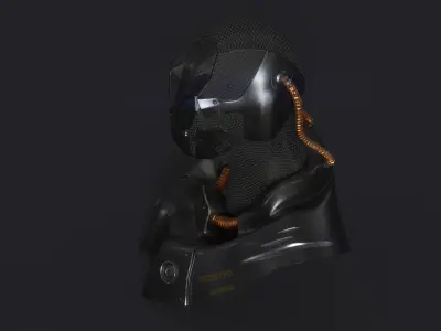 Armor futuristic robot head Low-poly 3D model