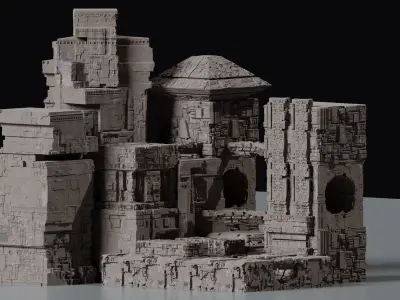 Ancient Sci-Fi Kitbash 3D Assets 3D model