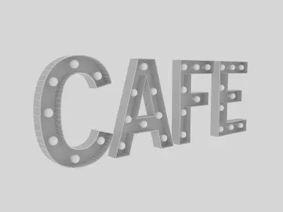 Cafe Sign With Bulb Low-poly 3D model