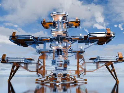 sci fi building game ready Low-poly 3D model