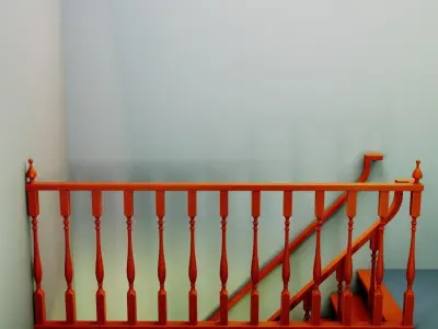 Ladder-L orange staircase 3D model