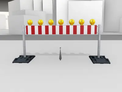 Construction Barrier 7 with animated lights 600-35 250x2000mm Low-poly 3D model