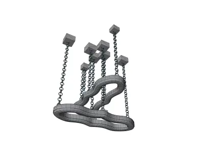 Gold chain pendant lamp for classic style interiors Low-poly 3D model