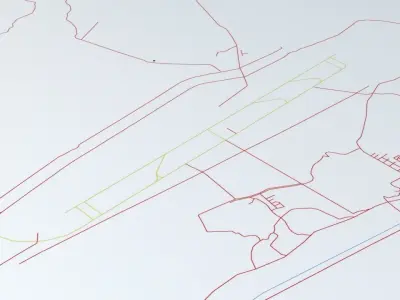 Pyongyang Sunan FNJ Airport Roads Buildings and Public Transport 3D model