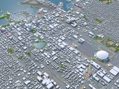 Saint Petersburg Downtown Florida USA Low-poly 3D model