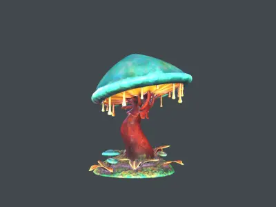 Stylish Cartoon Mushroom Low-poly 3D model