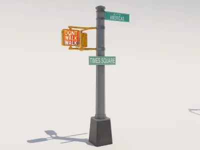 Traffic Light NYC Low-poly 3D model