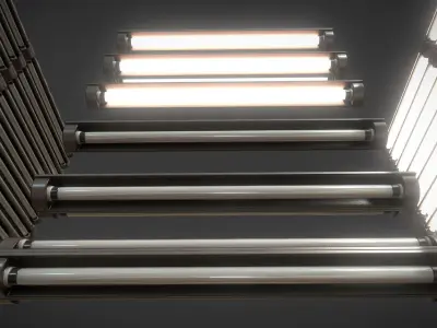 Fluorescent Neon Lamp - Wall-Lamp 3 - Low-Poly Version Low-poly 3D model