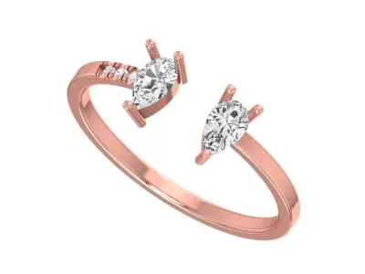 Solitaire Women Light Weight Pear Stone Band Ring 3D print model