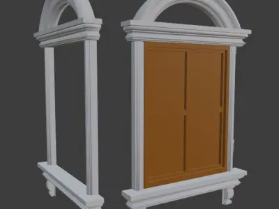 windows 3D window with two arches Free 3D model
