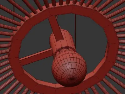 GALAXy pendant light with wooden sticks hanging from ceiling 3D model