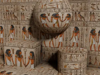 Ancient Egypt Hieroglyphs  - VOL 1 - 3 Seamless PBR Texture