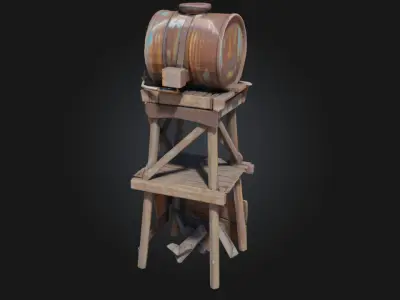 Rustic Water Tower  Icon of Frontier Utility 3D model