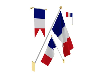 Flags of France 3D model
