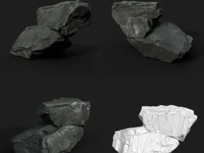 Low Poly Black Rock 230322 - Ultra HD 16K Texture Low-poly 3D model