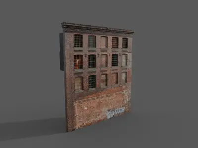 Street wall  building Low-poly 3D model