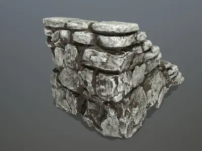 stairs stone wall Low-poly 3D model