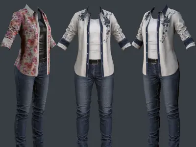 Female 1 -  clothing 2 - Just clothing Low-poly 3D model