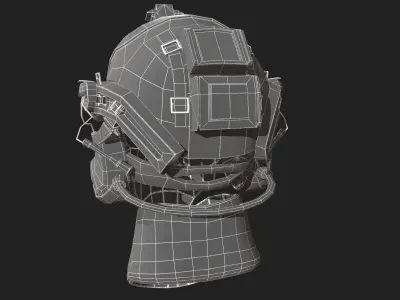 Military scifi helmet low poly  Low-poly 3D model