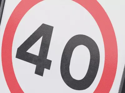 Speed Limit 40 Miles Square Road Sign Low-poly 3D model