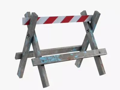 Wooden Barrier  Low-poly 3D model