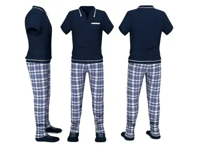 Mens Golf Outfit Low-poly 3D model