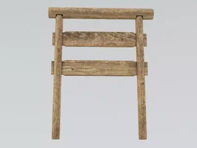 Signpost5 wooden ladder Low-poly 3D model