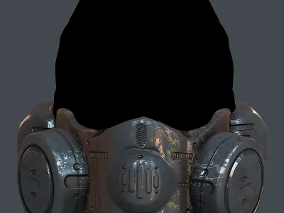 Gas mask helmet 3d model scifi Low-poly  Low-poly 3D model