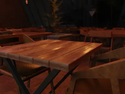 cafeteria 3D Model Blender 3D with Texture and lighting 3D model