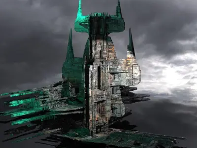  Sci fi Ravens Odin cross City 3D model