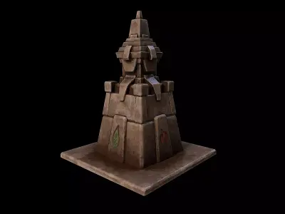Stone tower - 4 elements Low-poly 3D model