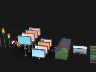 Street Props Low-poly 3D model