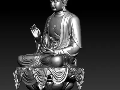 Western Three Saint Buddhas 3D print model