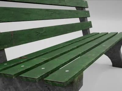 Worn wooden bench Low-poly 3D model