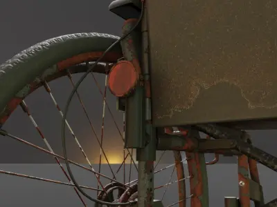 Wheelchair Low-Poly Rusty Version Low-poly 3D model
