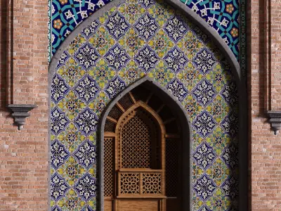 arabic exterior facade element set 809 Low-poly 3D model