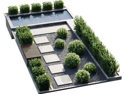 Backyard 1 plan of garden 3D model