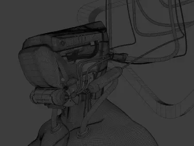 Chromithius futuristic man wearing helmet 3D model