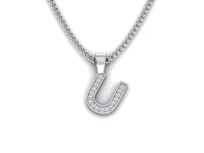 Pendant U horseshoe with diamonds 3D print model