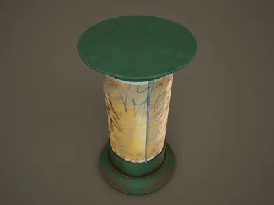 Weathered Advertising Column PBR Game Ready Low-poly 3D model