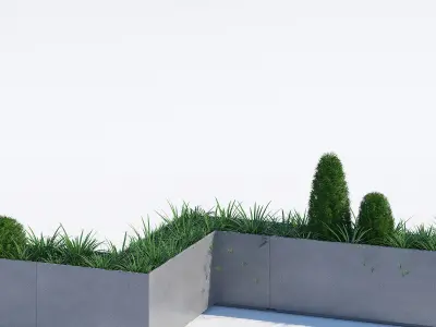 California set of concrete planters 3D model