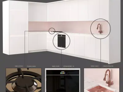 Smeg White Kitchen 3D model